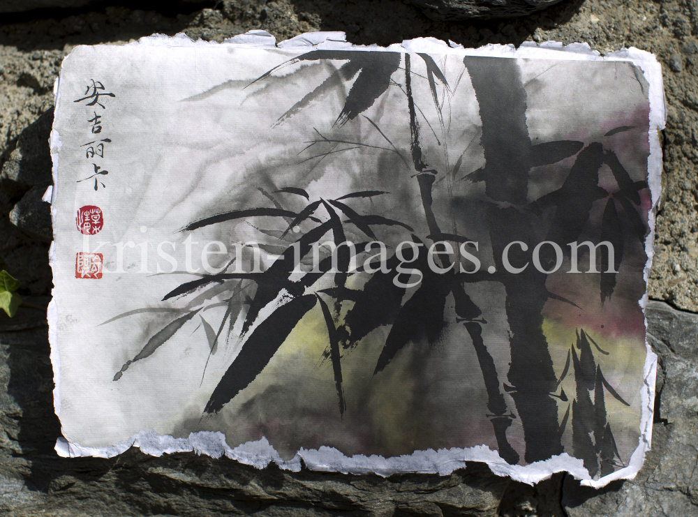 Bambus - chinesische Tuschmalerei auf Papier by kristen-images.com