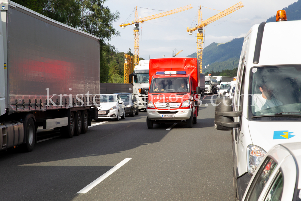 Stau / Rettungsgasse / A12 Inntalautobahn, Tirol, Austria by kristen-images.com