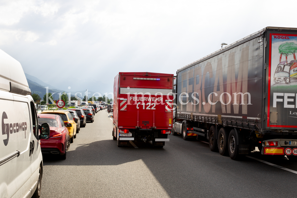 Stau / Rettungsgasse / A12 Inntalautobahn, Tirol, Austria by kristen-images.com