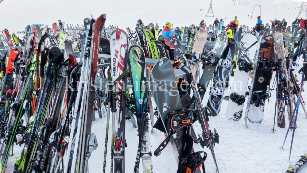 Stubaier Gletscher, Tirol, Austria / Skiständer, Snowboardständer by kristen-images.com