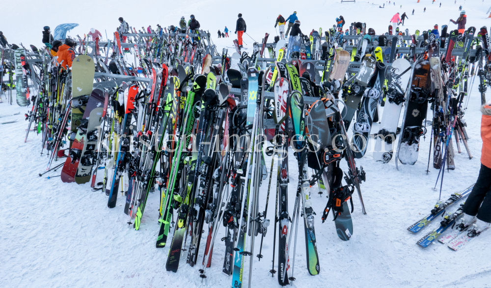 Stubaier Gletscher, Tirol, Austria / Skiständer, Snowboardständer by kristen-images.com