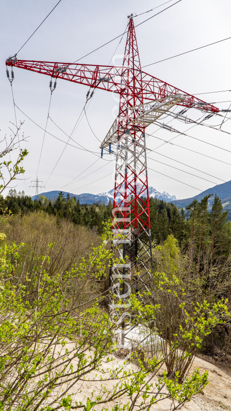 Umspannwerk Vill, Tirol, Austria / Hochspannungsmast, Hochspannungsleitung by kristen-images.com