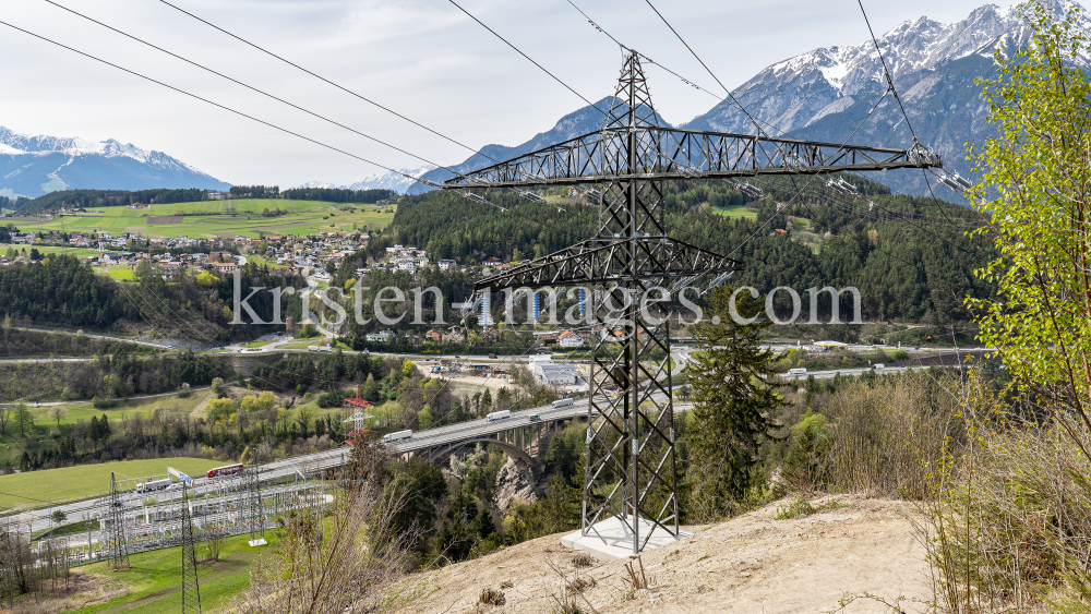 Umspannwerk Vill, Tirol, Austria / Hochspannungsmast, Hochspannungsleitung by kristen-images.com