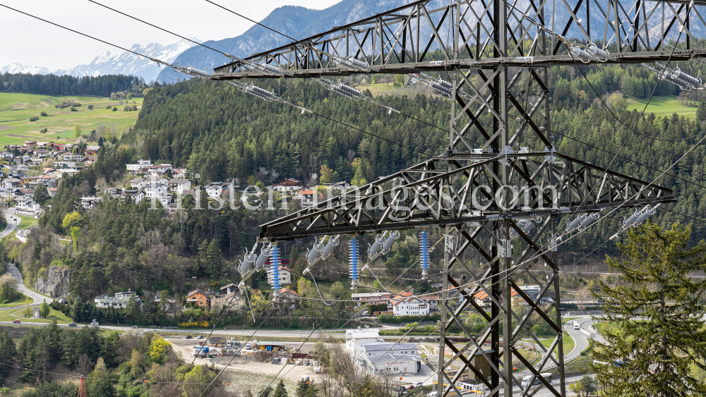 Umspannwerk Vill, Tirol, Austria / Hochspannungsmast, Hochspannungsleitung by kristen-images.com