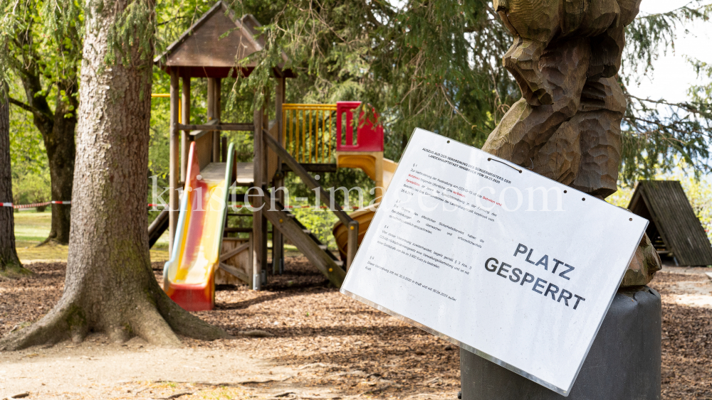 Spielplatz gesperrt / Kurpark Igls, Innsbruck, Tirol, Austria by kristen-images.com