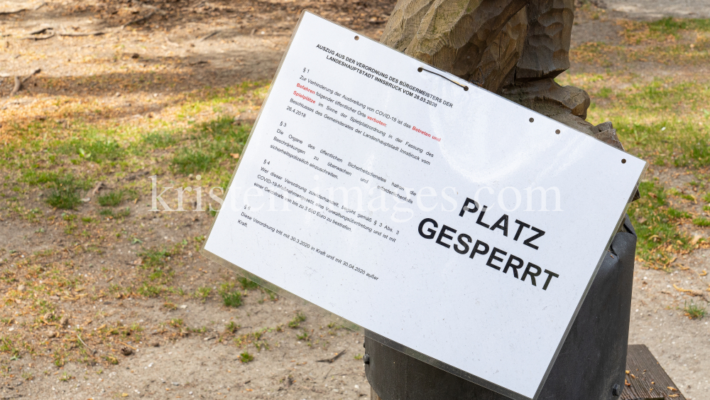 Spielplatz gesperrt / Kurpark Igls, Innsbruck, Tirol, Austria by kristen-images.com