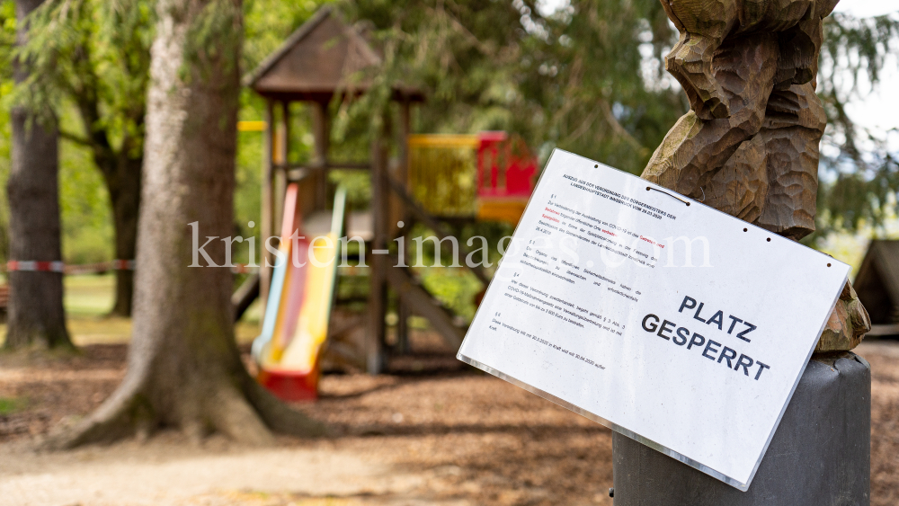 Spielplatz gesperrt / Kurpark Igls, Innsbruck, Tirol, Austria by kristen-images.com