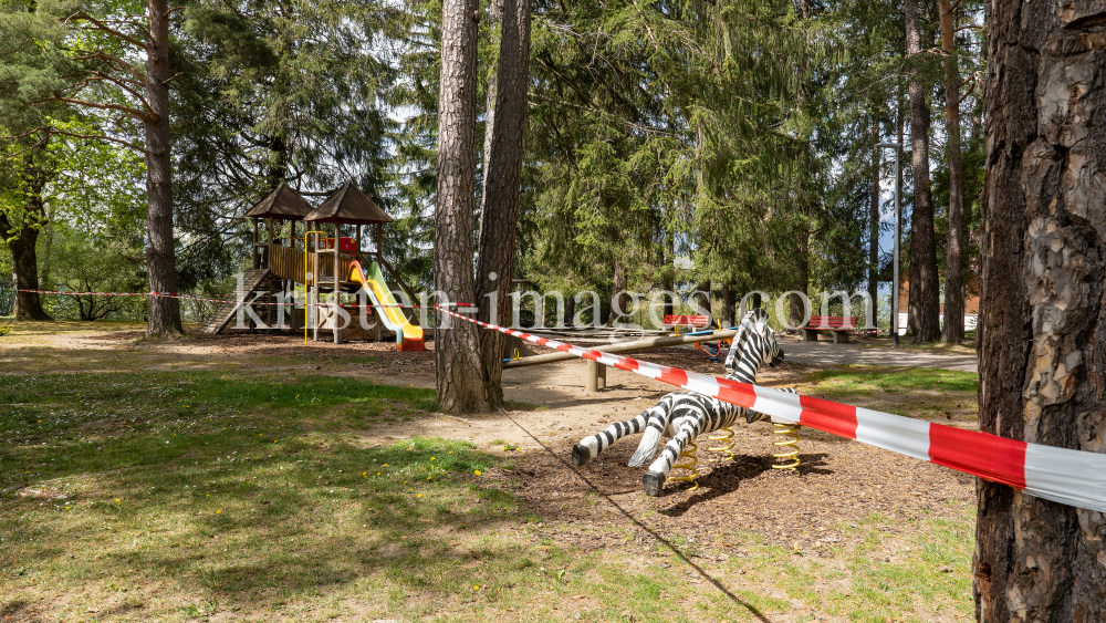 Spielplatz gesperrt / Kurpark Igls, Innsbruck, Tirol, Austria by kristen-images.com