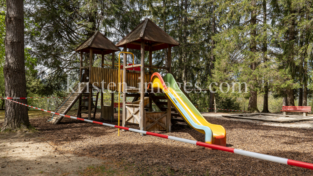 Spielplatz gesperrt / Kurpark Igls, Innsbruck, Tirol, Austria by kristen-images.com