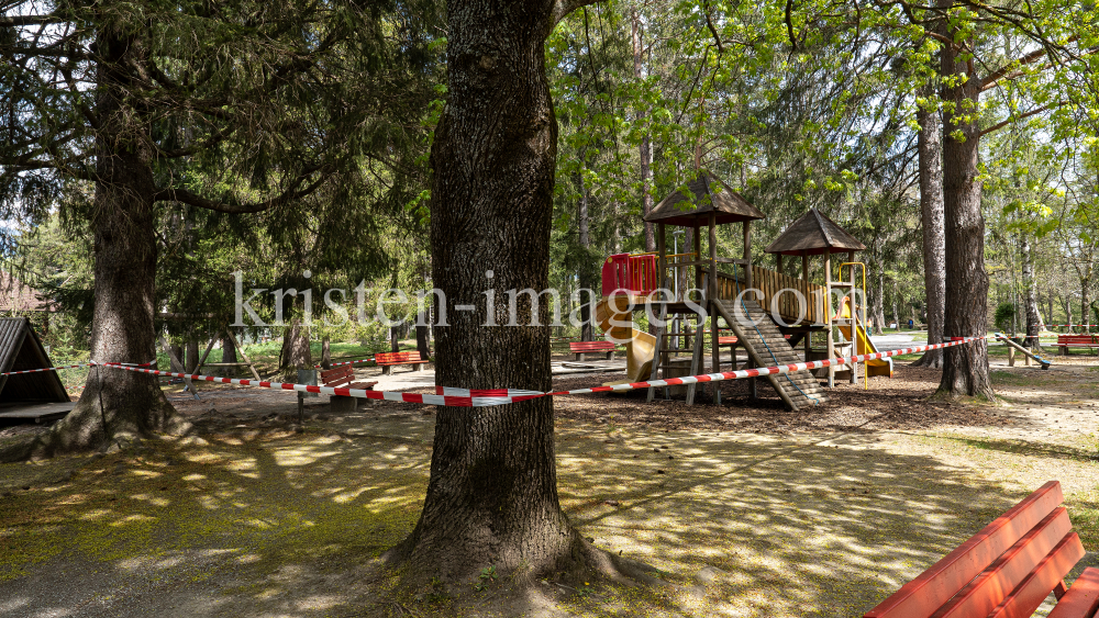 Spielplatz gesperrt / Kurpark Igls, Innsbruck, Tirol, Austria by kristen-images.com