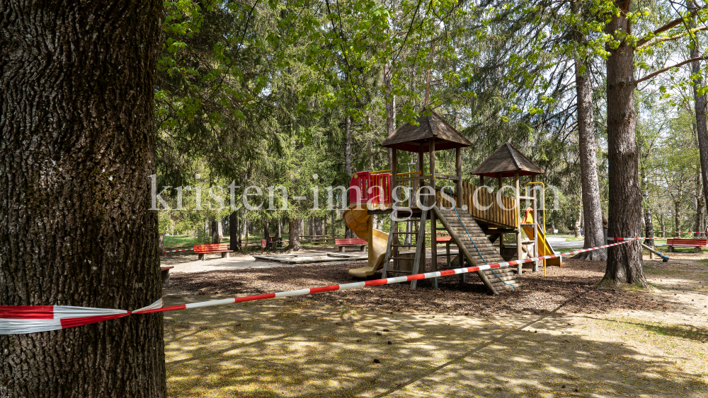 Spielplatz gesperrt / Kurpark Igls, Innsbruck, Tirol, Austria by kristen-images.com