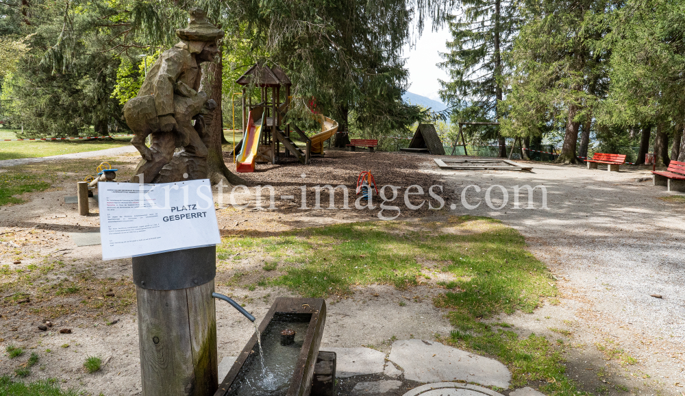 Spielplatz gesperrt / Kurpark Igls, Innsbruck, Tirol, Austria by kristen-images.com