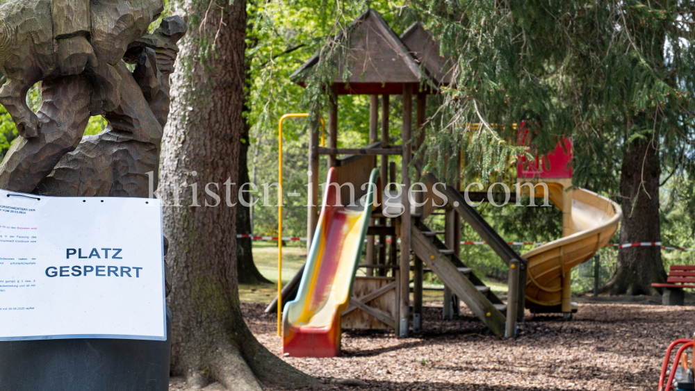 Spielplatz gesperrt / Kurpark Igls, Innsbruck, Tirol, Austria by kristen-images.com