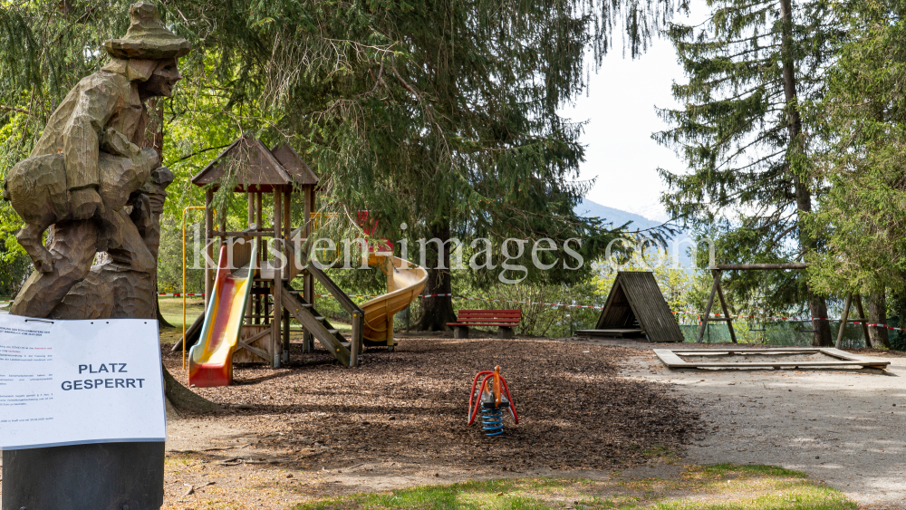 Spielplatz gesperrt / Kurpark Igls, Innsbruck, Tirol, Austria by kristen-images.com