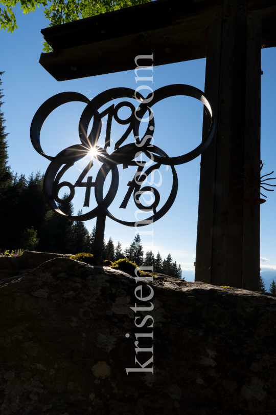 Olympische Ringe von 1964 und 1976 / Kreuz / Patscherkofel, Tirol, Austria by kristen-images.com