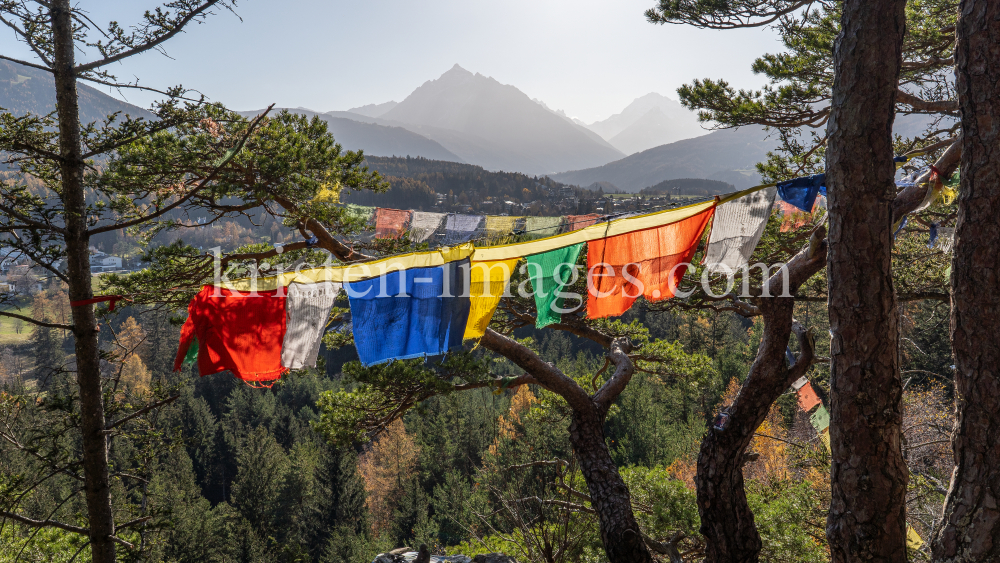 Tibetische Gebetsfahnen / Viller Kopf, Paschberg, Vill, Innsbruck, Tirol, Austria by kristen-images.com
