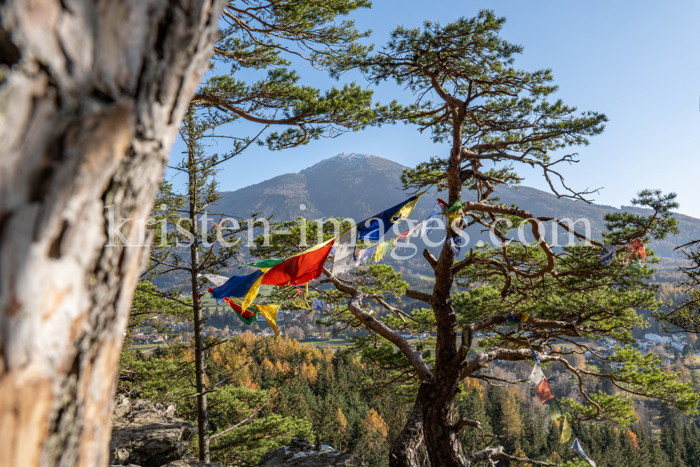 Tibetische Gebetsfahnen / Viller Kopf, Paschberg, Vill, Innsbruck, Tirol, Austria by kristen-images.com