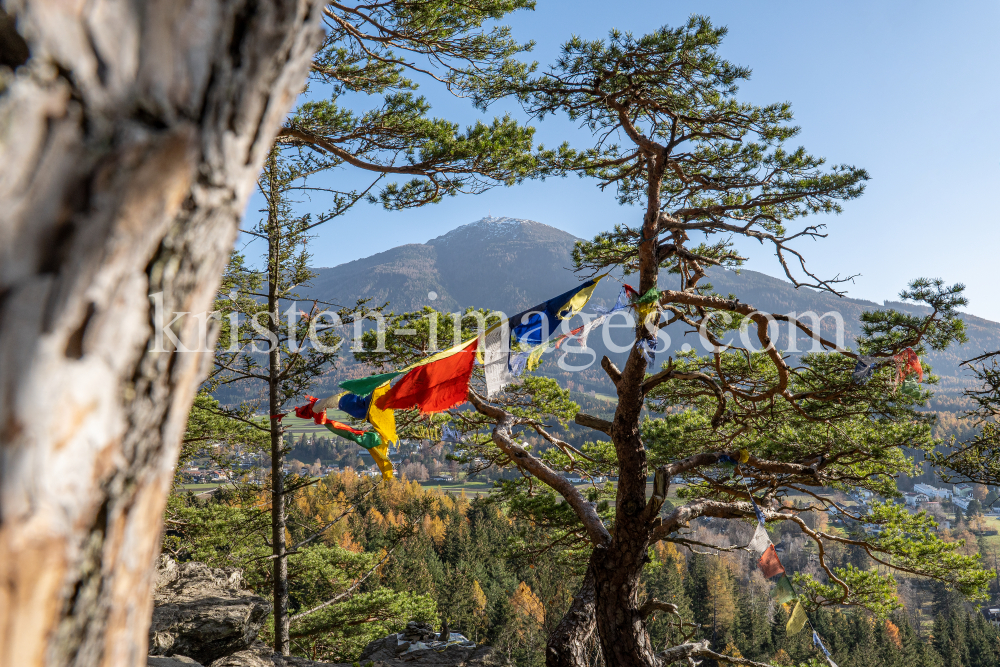 Tibetische Gebetsfahnen / Viller Kopf, Paschberg, Vill, Innsbruck, Tirol, Austria by kristen-images.com