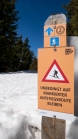 Hinweisschild für Skitourengeher