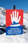 Warntafel: Stop Lawinengefahr / Stubaier Gletscher, Stubaital, Tirol, Austria