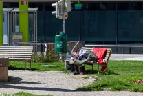 Obdachloser in Innsbruck, Tirol, Austria