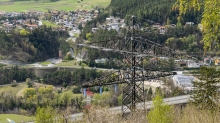 Umspannwerk Vill, Tirol, Austria / Hochspannungsmast, Hochspannungsleitung