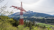 Umspannwerk Vill, Tirol, Austria / Hochspannungsmast, Hochspannungsleitung