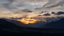 Sonnenuntergang über dem Inntal, Tirol, Austria