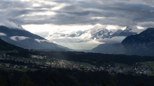 Sonnenuntergang über dem Inntal, Tirol, Austria