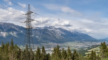 Hochspannungsmast, Hochspannungsleitung / Lanser Kopf, Paschberg, Lans, Tirol, Austria