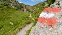 Wegmarkierung rot weiss rot / Patscherkofel, Tirol, Austria