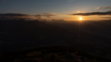 Sonnenuntergang über dem Inntal, Innsbruck, Tirol, Austria