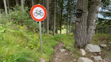 Mountainbiken, Radfahren verboten