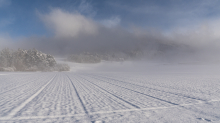 zugeschneite Felder zwischen Patsch und Igls, Tirol, Austria