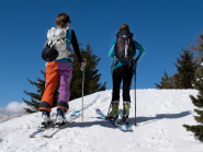 Skitourengeherinnen beim Aufstieg / Patscherkofel, Tirol, Austria