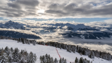 Nebeldecke über dem Stubaital, Wipptal, Tirol, Austria