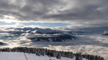 Nebeldecke über dem Inntal, Wipptal, Stubaital, Tirol, Austria