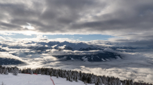 Nebeldecke über dem Inntal, Wipptal, Stubaital, Tirol, Austria