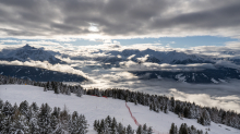 Nebeldecke über dem Stubaital, Wipptal, Tirol, Austria