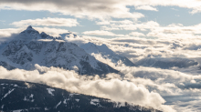 Nebeldecke über dem Stubaital, Tirol, Austria