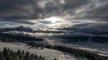 Nebeldecke über dem Stubaital, Wipptal, Tirol, Austria