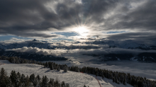 Nebeldecke über dem Stubaital, Wipptal, Tirol, Austria