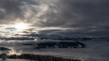 Nebeldecke über dem Inntal, Wipptal, Stubaital, Tirol, Austria