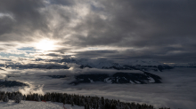 Nebeldecke über dem Inntal, Wipptal, Stubaital, Tirol, Austria