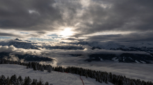 Nebeldecke über dem Stubaital, Wipptal, Tirol, Austria