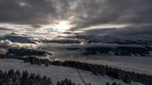 Nebeldecke über dem Stubaital, Wipptal, Tirol, Austria