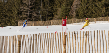 Skirennläufer beim Filmdreh für den Kinofilm: Klammer / Patscherkofel, Tirol, Austria