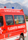 Einsatzleitung der Feuerwehr am Flughafen Innsbruck, Tirol, Österreich