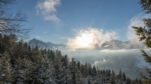 Blick vom Patscherkofel zu den Stubaier Alpen, Tirol, Österreich