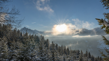 Blick vom Patscherkofel zu den Stubaier Alpen, Tirol, Österreich